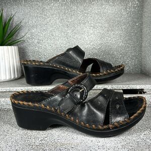 Ariat Sandals Daytona Black Leather Strap Open Toe Wedge Size 7